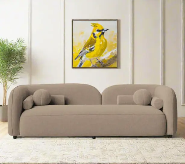 Modern Beige Curved 3-Seater Sofa