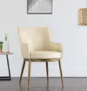 Modern Beige Accent Chair with Gold Legs