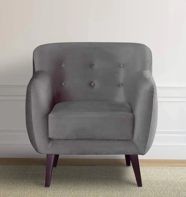 Contemporary Grey Velvet Armchair