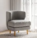 Modern Grey Accent Chair with Wooden Legs