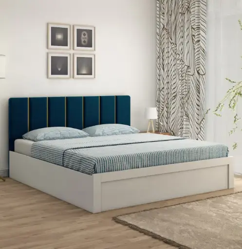 Contemporary Upholstered Bed with Vertical Channel Headboard