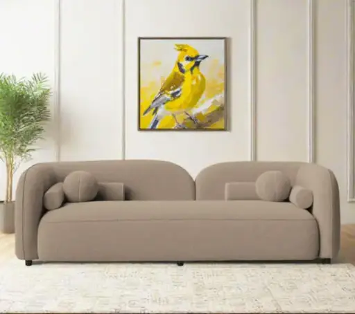 Modern Beige Curved 3-Seater Sofa