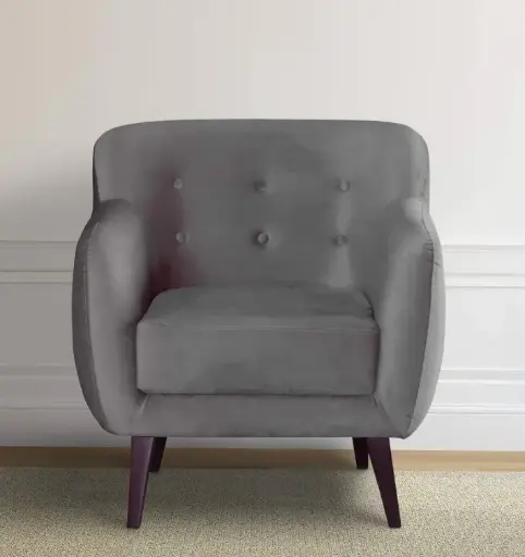 Contemporary Grey Velvet Armchair