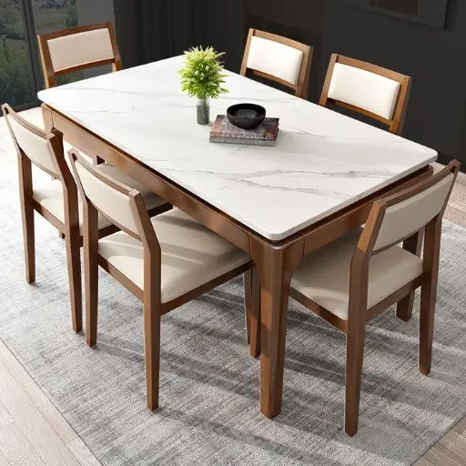 6-Seater Marble Top Dining Set