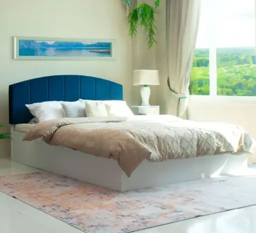 Queen Size Bed In Blue Colour.